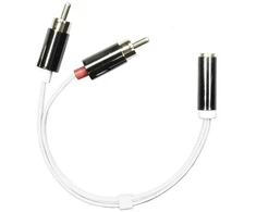Adapteris DELTACO 3.5mm F - 2xRCA M, 0.1m, baltas lankstus / AUD-210