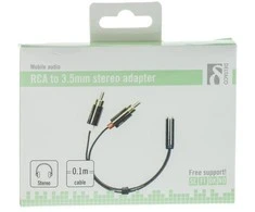 Adapteris DELTACO 3.5mm F - 2xRCA M, 0.1m, juodas lankstus / AUD-204
