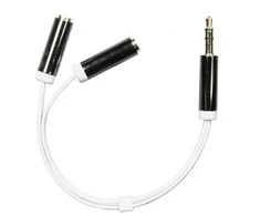 Adapteris DELTACO 3.5mm M - 2x3.5mm F, 0.1m, baltas lankstus / AUD-206