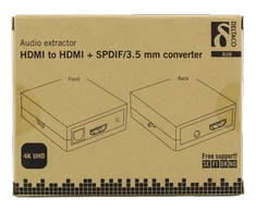 Adapteriai DELTACO HDMI į HDMI + SPDIF / 3.5mm, Ultra HD 30Hz, 5.1 / 2.1 audio, juodas / HDMI-7038