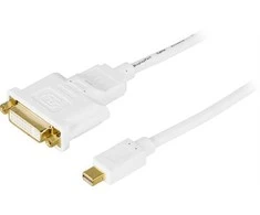 Adapteriai DELTACO mini, DisplayPort / DVI-I, 1m, baltas / DP-DVI100