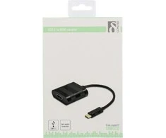 Adapteris Deltaco USB-C - HDMI, juodas