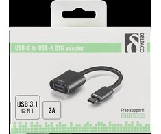 Adapteris Deltaco USB-C, UAB-A, 11cm, pilkas / USBC-1277