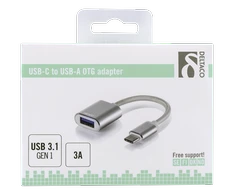 DELTACO USB-C 3.1 Gen 1 į USB-A OTG adapteris, 3A, aliuminis / USBC-1276