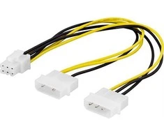 Adapteris kabelis DELTACO 2x4 pin, 6-pin PCI-Express, 0.25m / SSI-45