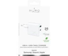 Puro Elektrik Apple Mini greito krovimo kelioninis kroviklis PURO USB-A - USB-C, su duomenų perdavimu, 25w, baltas / FCMTCUSBAC25WPDWHI