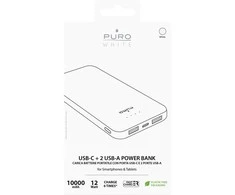 Apple Išorinė baterija PURO su greituoju krovimu, 10 000mAh, 2xUSB-A, 1xUSB-C, balta / PWFCBB100P2WHI