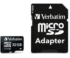 Micro SDHC atminties kortelė Verbatim 32GB, su adapteriu / V44083