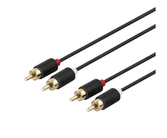 Audio kabelis DELTACO 2xRCA, paauksuotos jungtys, 2m, juodas / MM-110-K / R00170002