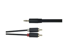Audio kabelis DELTACO 3.5mm male - 2xRCA male 2m, juodas / MM-140-K / R00180004