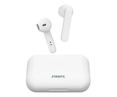 Ausinės STREETZ True Belaidės, Bluetooth 5, įkrovimo dėklas 500 mAh, matinės baltos / TWS-105