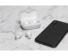 Ausinės STREETZ True Belaidės, Bluetooth 5, įkrovimo dėklas 500 mAh, baltos / TWS-111