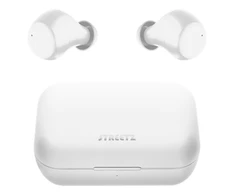 Ausinės STREETZ True Belaidės, Bluetooth 5, įkrovimo dėklas 500 mAh, baltos / TWS-111