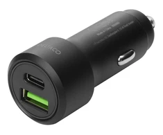 Automobilinis USB kroviklis DELTACO 1x USB-C, PD 18 W, 1x USB-A, 18 W, 36W, metalinis / USBC-CAR122