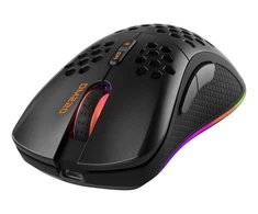 Belaidė itin lengva žaidimų pelė DELTACO GAMING DM220, 70g svorio, RGB, SPCP6651, 400-6400 DPI, 1000 Hz, juoda / GAM-120