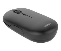 Bevielė plokščia tyli pelė DELTACO 1600 DPI, USB imtuvas, 4 mygtukai, tamsiai pilka / MS-803
