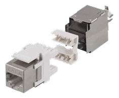 Cat6" ekranuotas "Keystone" lizdas, LSA / 110 jungtis, plastikinis, 180 DELTACO balta/metalo / MD-119