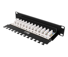 DELTACO 10-PATCH16 Patch Panel, 12 Ports, Cat6, UTP, Juodas / 10-PATCH16
