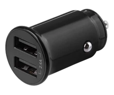DELTACO 12/24 V USB įkroviklis su dvigubomis USB-A jungtimis, 2,4 A, 12 W, juodas USB-CAR124