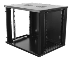 DELTACO 19" spintelė, 9U, 540x450mm, stovi arba montuojama į sieną, stiklinės durys, juodas / 19-5409B