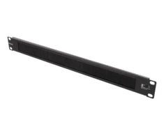 DELTACO 19 "kabelių panelė su šepečiu, metalinė/nailoninė, 1U, juoda