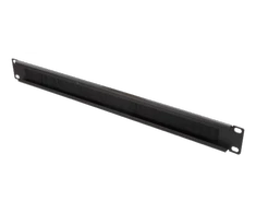 DELTACO 19 "kabelių panelė su šepečiu, metalinė/nailoninė, 1U, juoda