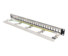 DELTACO 19 "Keystone patch panelė, 24 jungtys, 1U, įžeminimo kabelis, metalinis, juodas / PAN-214