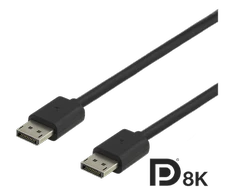 DELTACO 8K DisplayPort kabelis, DP 1.4, 7680x4320 60Hz, 3m, juodas DP8K-1030