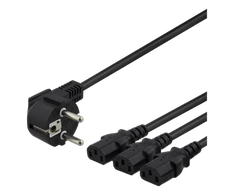 DELTACO „device-Y“ laidas, 3 krypčių CEE 7 / 7-3xIEC C13, 1m + 2m, juodas DEL-109I