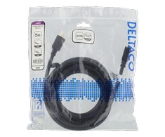 DELTACO didelės spartos HDMI kabelis, 5 m, Ethernet, 4K UHD, Be ferito juodas HDMI-1050D