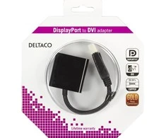 DELTACO DisplayPort į DVI-I Dual Link adapteris, 20 kontaktų - DVI-D 24 + 1 kontaktas , juodas, 0,2m / DP-DVI14-K
