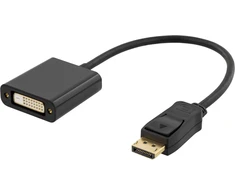 DELTACO DisplayPort į DVI-I Dual Link adapteris, 20 kontaktų - DVI-D 24 + 1 kontaktas , juodas, 0,2m / DP-DVI14-K