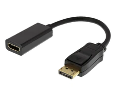 DELTACO DP į HDMI adapteris, dviejų režimų (DP ++), 3840x2160 prie 60Hz, 0.2m, juodas / DP-HDMI43
