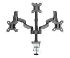 Monitoriaus laikiklis su dujine spyruokle DELTACO OFFICE aliuminis, pakeliamas, pasukamas, apsukamas, 17 "-27", 1,5-7kg, 75x75-100x100, juodas / ARM-0352