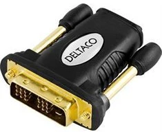 DELTACO HDMI adapteris, Full HD 60Hz, HDMI 19 kontaktų lizdas į DVI-D kištuką, auksininės jungtys HDMI-11