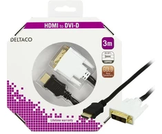 DELTACO HDMI - DVI kabelis, Full HD - 60Hz, 19 pin ha - DVI-D Single Link ha, 3m / HDMI-113-K