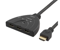 DELTACO HDMI Switch, 3 inputs to 1 output, 4K at 60Hz, 0.5m cable, 7.1 audio, Ultra HD, juodas / HDMI-7044