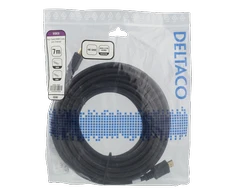 DELTACO High-Speed HDMI kabeliai, 7m, Ethernet, 4K UHD, Be ferito, juodas / HDMI-1060D