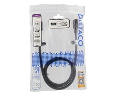 DELTACO High-Speed ​​Premium HDMI kabelis, 1m, Ethernet, 4K UHD, Be ferito, juodas / HDMI-1010D