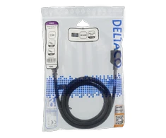 DELTACO High-Speed ​​Premium HDMI kabelis, 1,5 m, Ethernet, 4K UHD, Be ferito juodas / HDMI-1015D