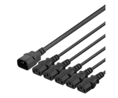 DELTACO IEC C14 - 5x IEC C13 maitinimo laidas, 2m, 10A / 250V, Y-Splitter, DEL-113D