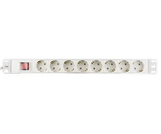 DELTACO ilgiklis 8xCEE 7/4, 1xCEE 7/7 , 19 "1U, 3m, baltas GT-8531W