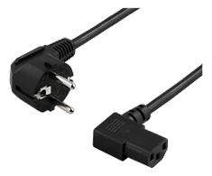 DELTACO įžemintas kabelis, kampinis CEE 7/7, IEC 60320 C13, 10m, 250V / 10A, juodas / DEL-111D