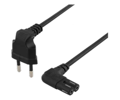 DELTACO kabelis, 1m, kampuotas CEE 7/16 - IEC 60320, juodas DEL-109BL
