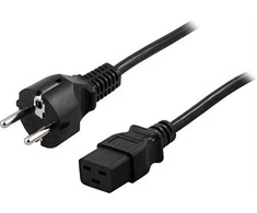 DELTACO kabelis CEE 7/7 į IEC 60320 C19 , max 250V / 16A, 2m, juodas DEL-109T