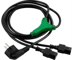 Inline DELTACO kabelis „Y-unit“, CEE 7/7 - 2xIEC C13, iki 250 V /10A, 2m, juodas/ DEL-109D