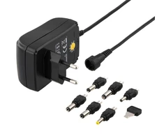 Maitinimo šaltinis DELTACO nuo 240 V iki 3-12 V, 1,5 A, 6 skirtingi antgaliai, juodas / PSR-15B