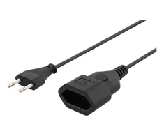 DELTACO neįžemintas kabelis, CEE 7/16 iki IEC 60906-1, 250V/2.5A 1m, juodas / DEL-109AC
