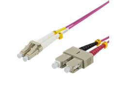 DELTACO optinis kabelis, 1m, LC-SC dvipusis, 50/125, rožinis / LCSC-701
