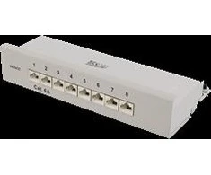 DELTACO Patch Panel, 8xRJ45, Cat6a, montuojamas ant sienos, 10Gbps, Krone terminalai, metalinis, pilkas / PAN-210
